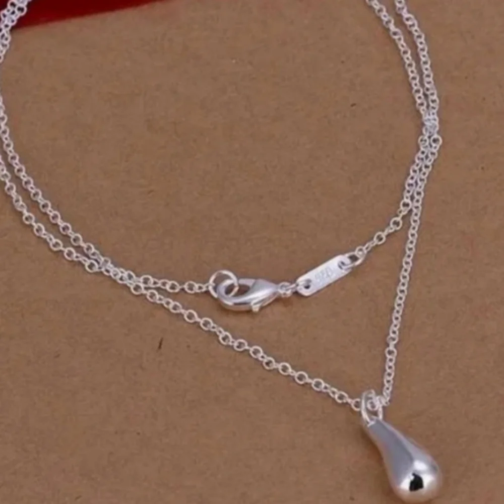 925 Sterling Silver Waterdrop Jewelry Set Bracelet Necklace Earrings Ring - Picture 9 of 16